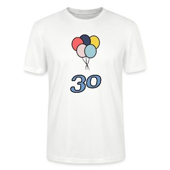 30. 30 ÅR. 30-ÅRSJUBILEUM. 30-ÅRSJUBILEUM. - Ekologisk T-shirt CRAFTER unisex från Stanley/Stella - vit - Fram - Alina (178cm) & Michal (187cm)