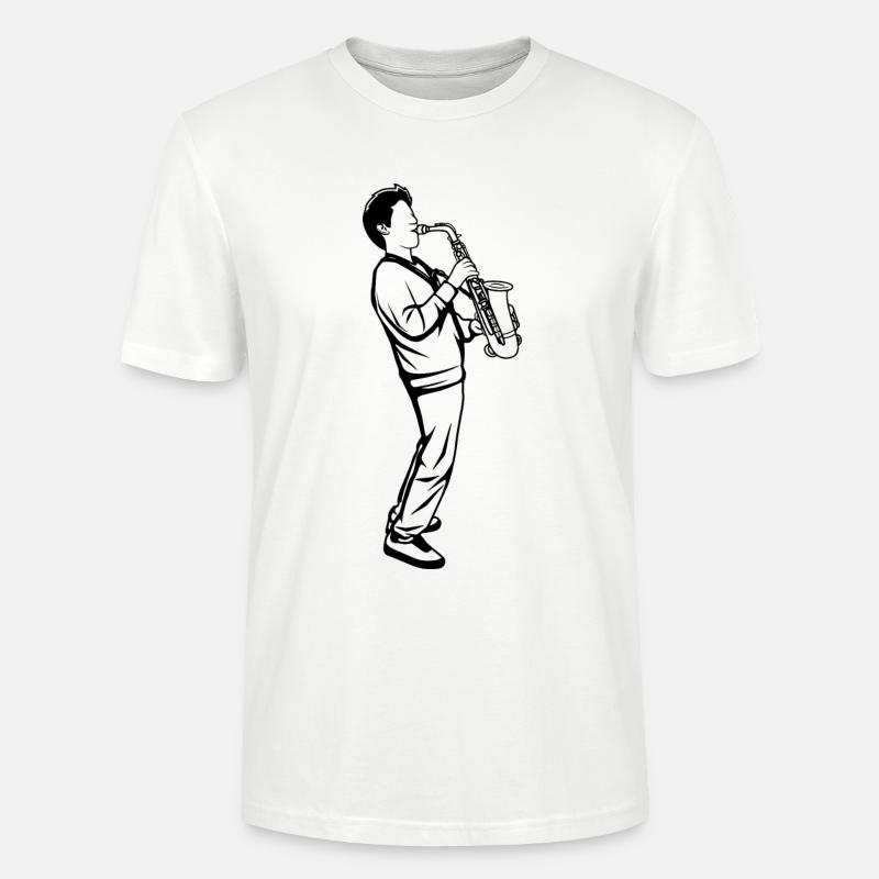 Saxophon Junge - Stanley/Stella Unisex Bio-T-Shirt CRAFTER - Weiß
