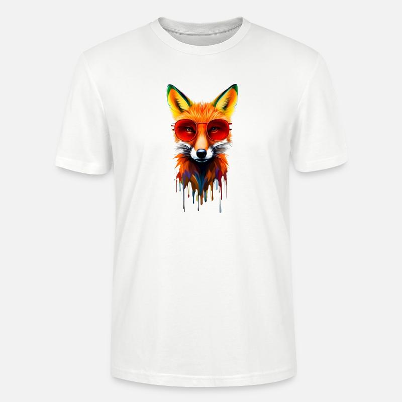 Neonfuchs mit roter Brille - Stanley/Stella Unisex Bio-T-Shirt CRAFTER - Weiß
