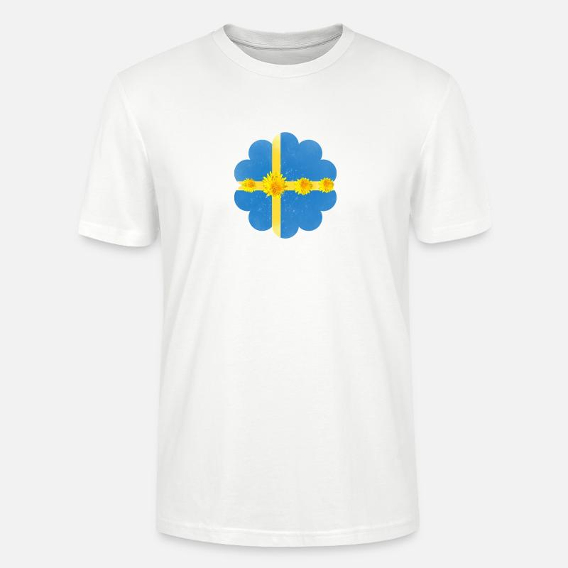 Suède Pissenlit Fleurs Suède Drapeau - T-shirt bio CRAFTER Stanley Stella Unisexe - blanc