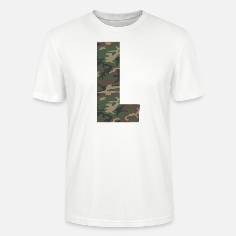 Robuster Buchstabe L im Tarnmuster! - Stanley/Stella Unisex Bio-T-Shirt CRAFTER - Weiß