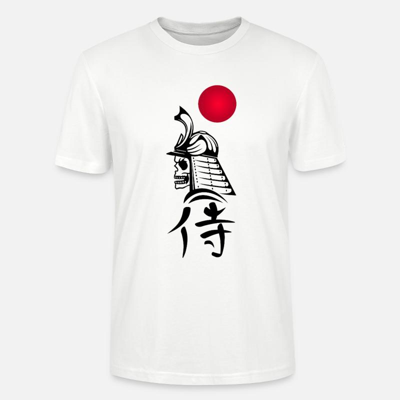 Schwarzer Samurai und Rote Sonne - Stanley/Stella Unisex Bio-T-Shirt CRAFTER - Weiß