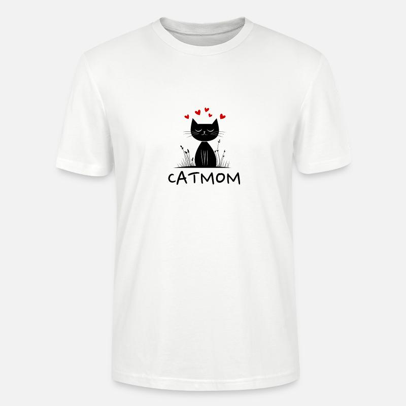 „CATMOM“ mit einer süßen Katze und Herzen - Stanley/Stella Unisex Bio-T-Shirt CRAFTER - Weiß