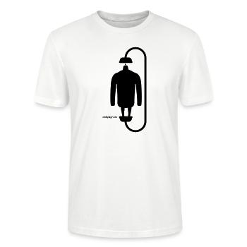 06 22 WARM DRESS COLD SHOWERS black - Stanley/Stella CRAFTER Unisex Organic T-Shirt - white - Front - Alina (178cm) & Michal (187cm)