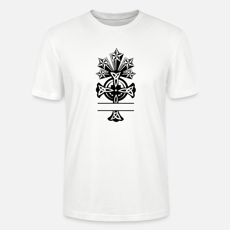 Monogramme cinq étoiles de croix celtique - T-shirt bio CRAFTER Stanley Stella Unisexe - blanc