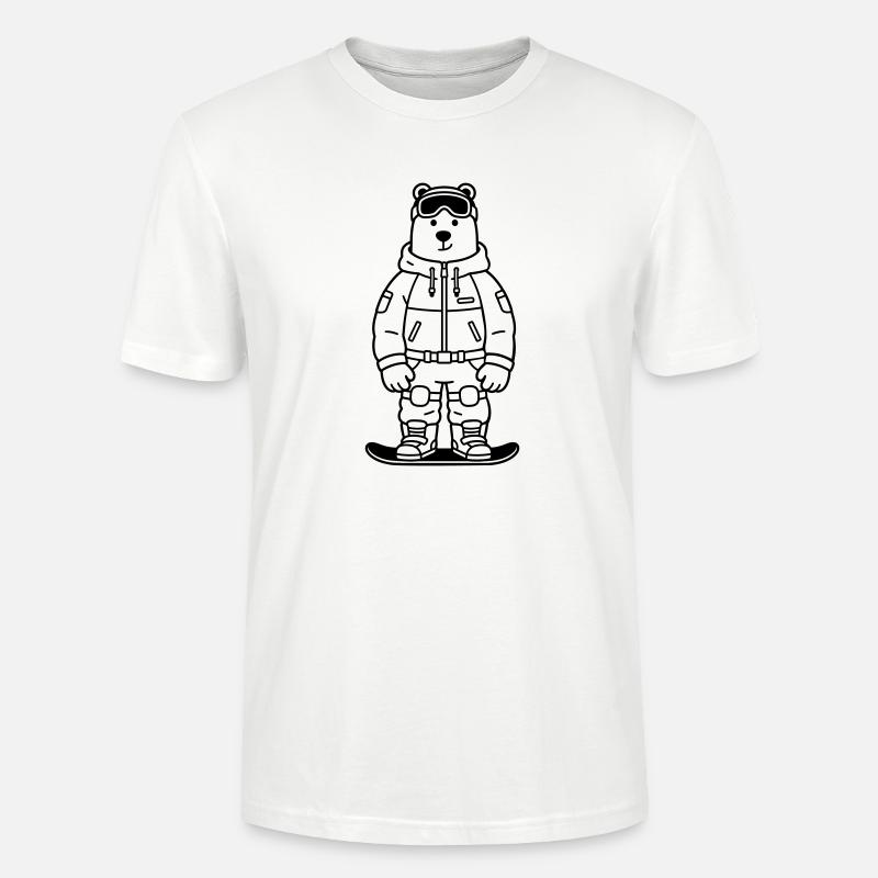 Bear Snowboarder - Stanley/Stella CRAFTER Unisex Organic T-Shirt - white
