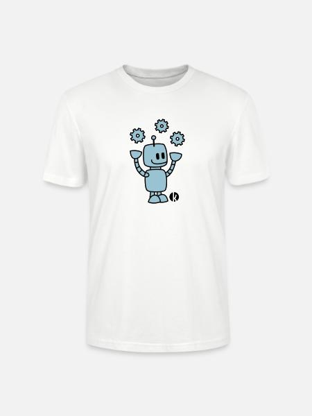 Happy Robot (2c) - Stanley/Stella CRAFTER Unisex Organic T-Shirt - white