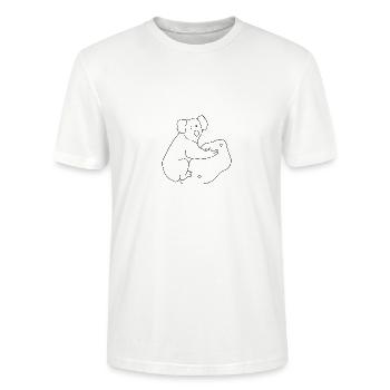 Boulder Design Climbing Koala - Funny Shirt - Stanley/Stella CRAFTER Unisex Organic T-Shirt - white - Front - Alina (178cm) & Michal (187cm)