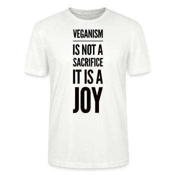 Le véganisme n’est pas un sacrifice, c’est une joie - T-shirt bio CRAFTER Stanley Stella Unisexe - blanc - Devant - Alina (178cm) & Michal (187cm)