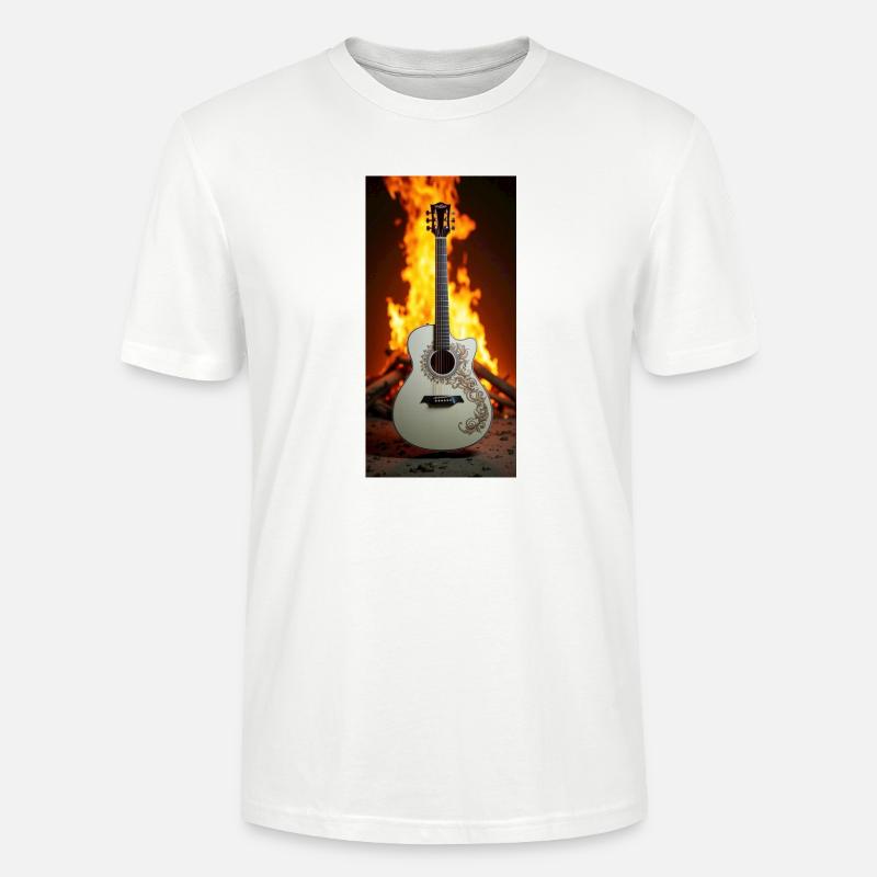 Guitare devant le feu - T-shirt bio CRAFTER Stanley Stella Unisexe - blanc