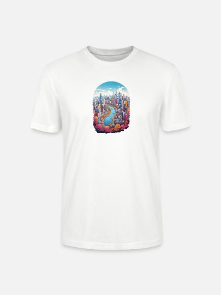 Paysage urbain - T-shirt bio CRAFTER Stanley Stella Unisexe - blanc