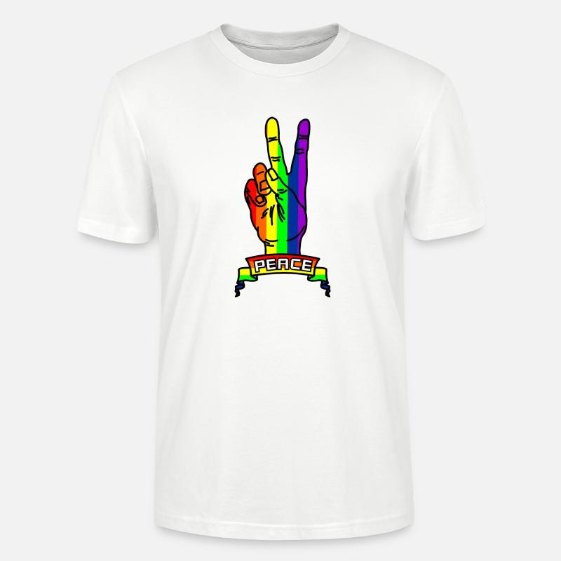 Regenbogen Friedenslogo Hand mit Friedenszeichen - Stanley/Stella Unisex Bio-T-Shirt CRAFTER - Weiß