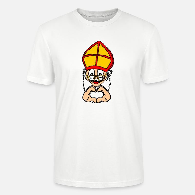 Sinterklaas mit Handgestenherz - Stanley/Stella Unisex Bio-T-Shirt CRAFTER - Weiß