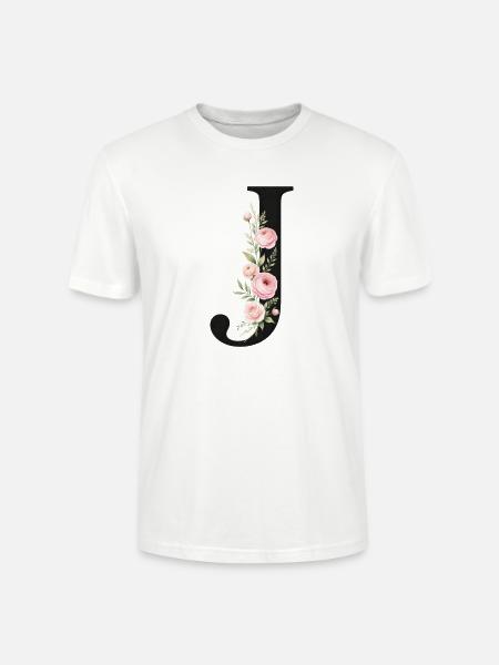 J Buchstabe Monogram Floral - Stanley/Stella Unisex Bio-T-Shirt CRAFTER - Weiß