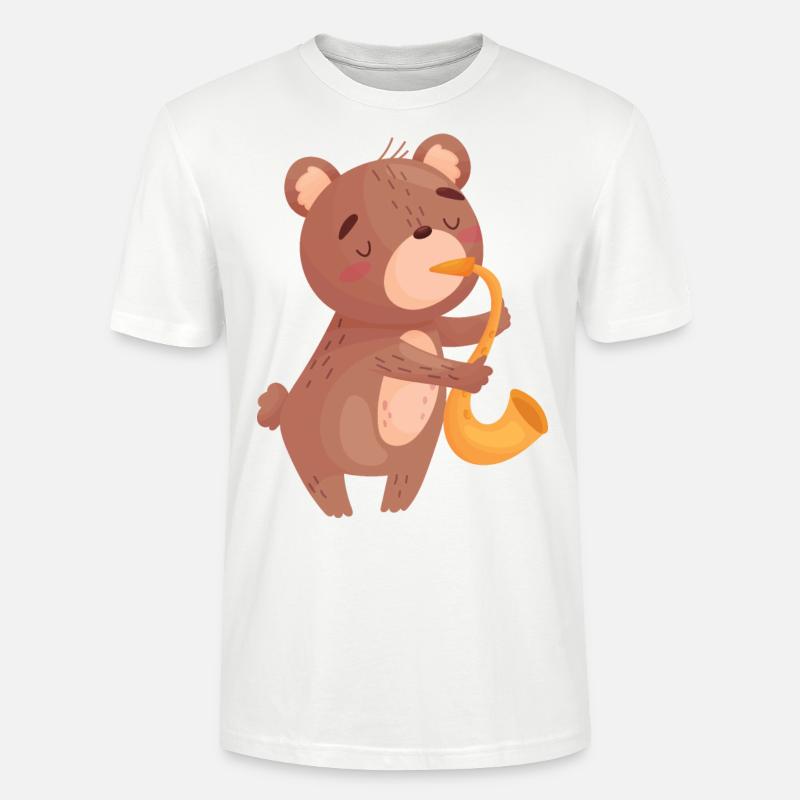 Bärchen & Saxofon - Stanley/Stella Unisex Bio-T-Shirt CRAFTER - Weiß