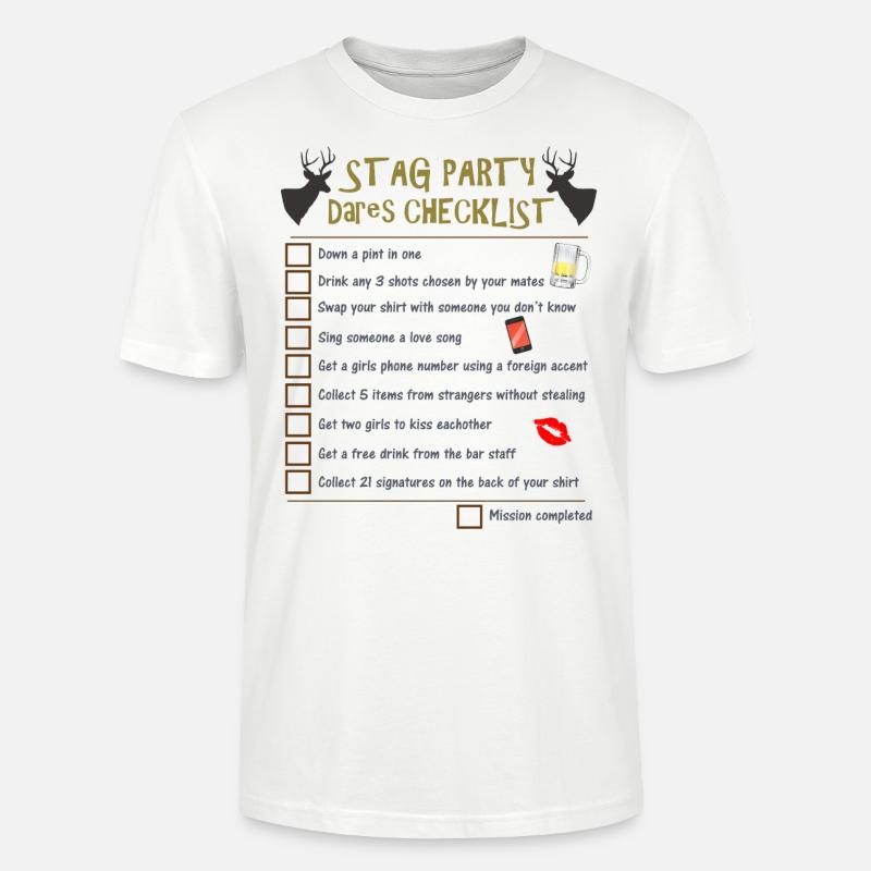 Liste de vérification pour les fêtes de cerf - T-shirt bio CRAFTER Stanley Stella Unisexe - blanc