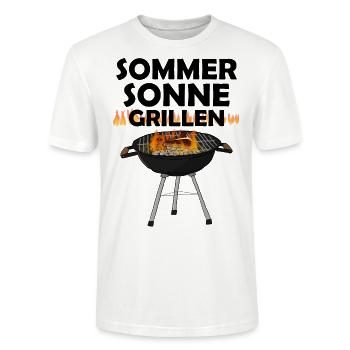 Sommer, Sonne Grillen Holzkohle Grill mit Steak - Stanley/Stella Unisex Bio-T-Shirt CRAFTER - Weiß - Vorne - Alina (178cm) & Michal (187cm)