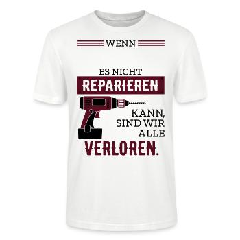 Wenn .. es nicht reparieren kann sind wir verloren - Stanley/Stella Unisex Bio-T-Shirt CRAFTER - Weiß - Vorne - Alina (178cm) & Michal (187cm)