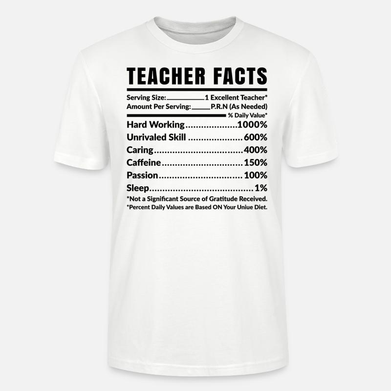 Faits sur l’enseignant - T-shirt bio CRAFTER Stanley Stella Unisexe - blanc