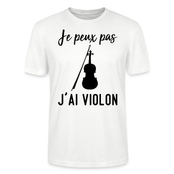 je peux pas j'ai violon music - T-shirt bio CRAFTER Stanley Stella Unisexe - blanc - Devant - Alina (178cm) & Michal (187cm)