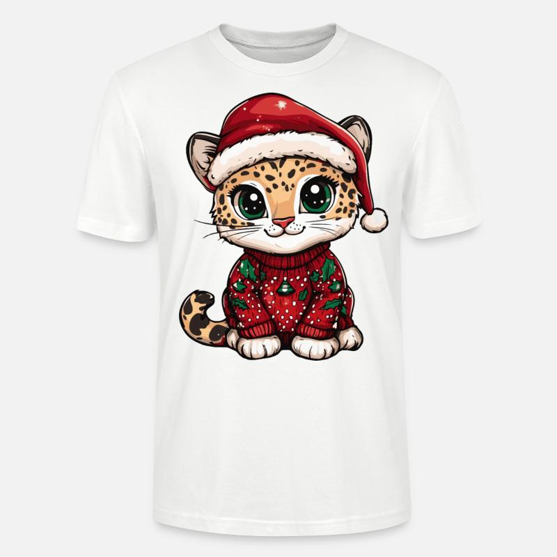 Leopard Weihnachten Comic - Stanley/Stella Unisex Bio-T-Shirt CRAFTER - Weiß