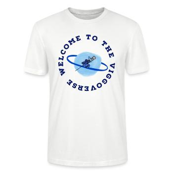 Welcome to the Viggoverse blau - Stanley/Stella Unisex Bio-T-Shirt CRAFTER - Weiß - Vorne - Alina (178cm) & Michal (187cm)