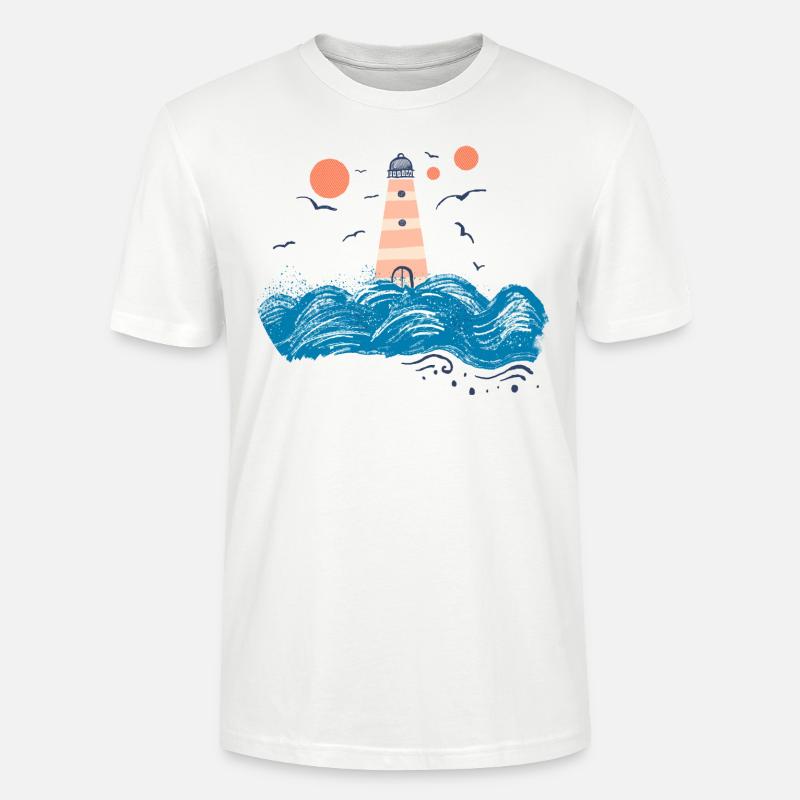 Leuchtturm mit Möwen - Stanley/Stella Unisex Bio-T-Shirt CRAFTER - Weiß