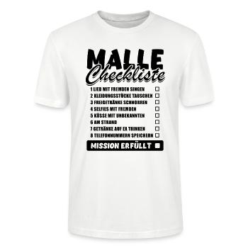 Malle Checkliste - Party Saufen - Stanley/Stella Unisex Bio-T-Shirt CRAFTER - Weiß - Vorne - Alina (178cm) & Michal (187cm)