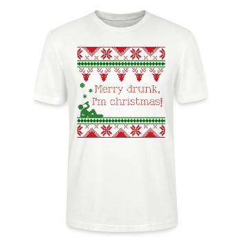 Pull de Noël laid cadeau de Noël drôle - T-shirt bio CRAFTER Stanley Stella Unisexe - blanc - Devant - Alina (178cm) & Michal (187cm)