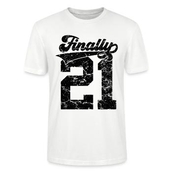 FINALLY 21. GEBURTSTAG ENDLICH 21 - Stanley/Stella Unisex Bio-T-Shirt CRAFTER - Weiß - Vorne - Alina (178cm) & Michal (187cm)