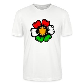 Pop-Art Blütenstern in Leuchtfarben - Stanley/Stella Unisex Bio-T-Shirt CRAFTER - Weiß - Vorne - Alina (178cm) & Michal (187cm)