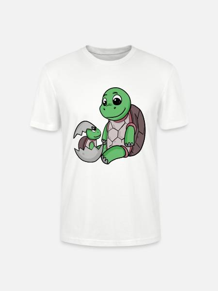Turtle with Baby Turtle - Stanley/Stella CRAFTER Unisex Organic T-Shirt - white