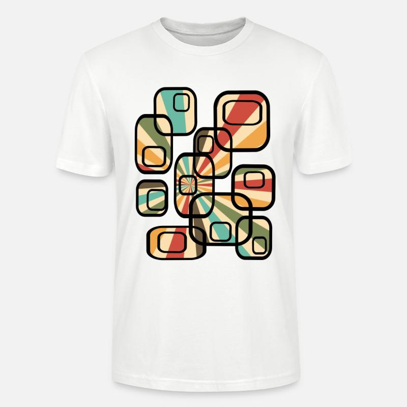 70er Tapetenmuster Quader Retro Muster - Stanley/Stella Unisex Bio-T-Shirt CRAFTER - Weiß