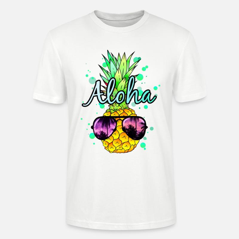 Ananas Aloha - T-shirt bio CRAFTER Stanley Stella Unisexe - blanc