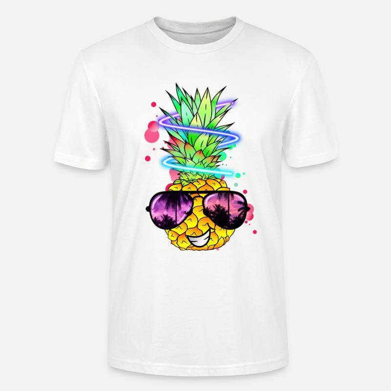 coole Ananas mit Neon Spirale - Stanley/Stella Unisex Bio-T-Shirt CRAFTER - Weiß