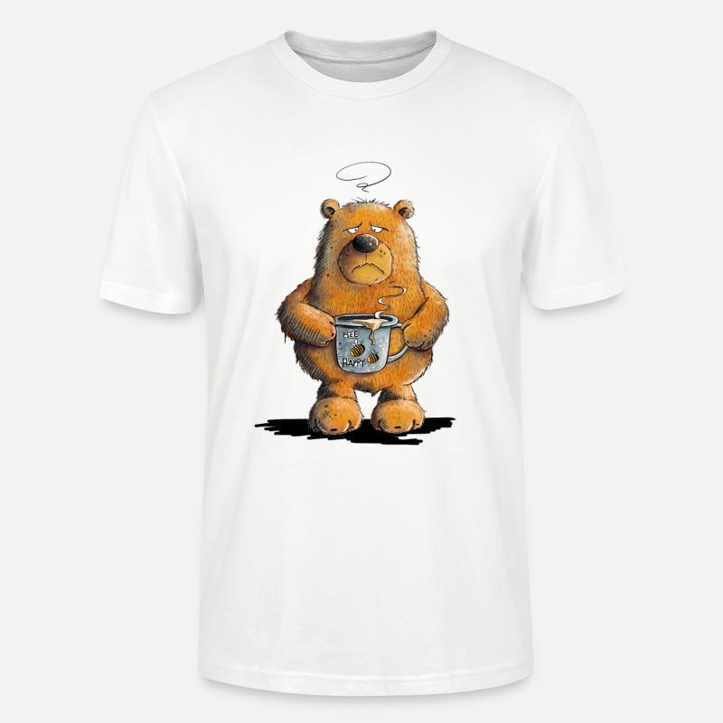 Morgenmuffel Bär Mit Kaffee - Stanley/Stella Unisex Bio-T-Shirt CRAFTER - Weiß