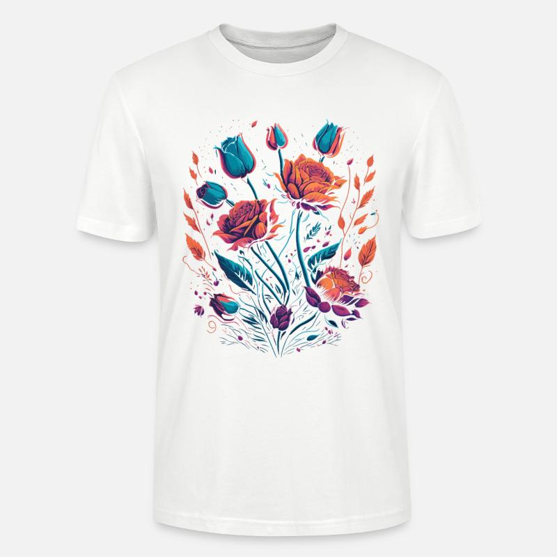 Neon Rosen Blumen Strauß - Stanley/Stella Unisex Bio-T-Shirt CRAFTER - Weiß