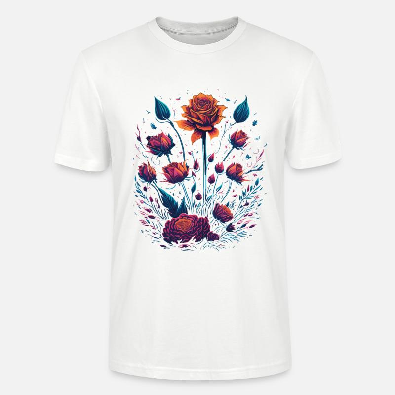 Roses Vaporwave Bouquet - T-shirt bio CRAFTER Stanley Stella Unisexe - blanc