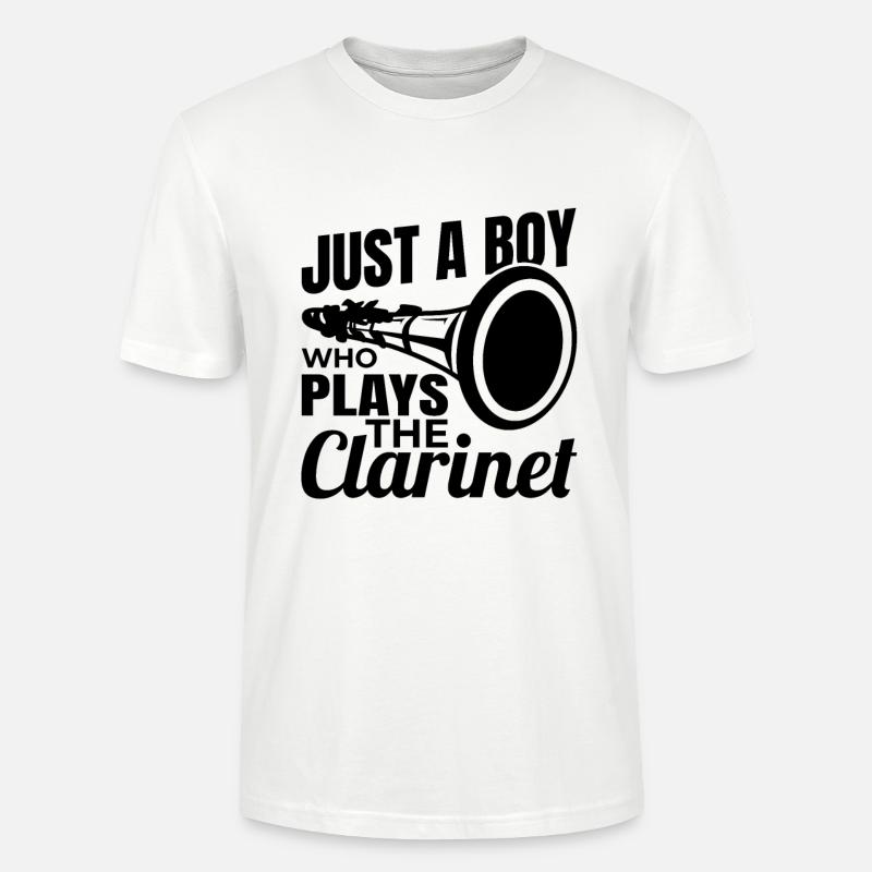 Just a boy playing the clarinet - Stanley/Stella CRAFTER Unisex Organic T-Shirt - white
