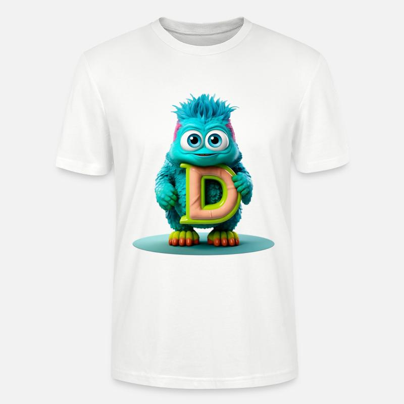 Buntes Monster mit hellem Buchstaben D - Stanley/Stella Unisex Bio-T-Shirt CRAFTER - Weiß