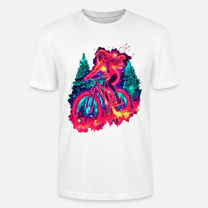 Synthwave Mountainbike Mädchen Waldfahrt - Stanley/Stella Unisex Bio-T-Shirt CRAFTER - Weiß
