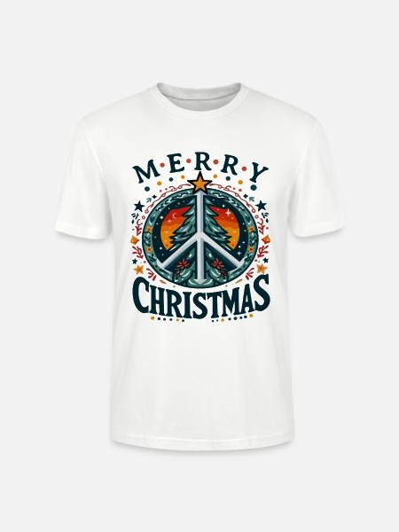 Peace, Christmas Tree, Merry Christmas - Stanley/Stella CRAFTER Unisex Organic T-Shirt - white