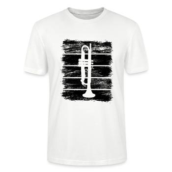 Skizze Trompete - Stanley/Stella Unisex Bio-T-Shirt CRAFTER - Weiß - Vorne - Alina (178cm) & Michal (187cm)