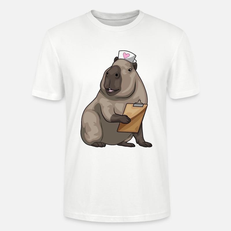 Capybara infirmière bloc-notes - T-shirt bio CRAFTER Stanley Stella Unisexe - blanc