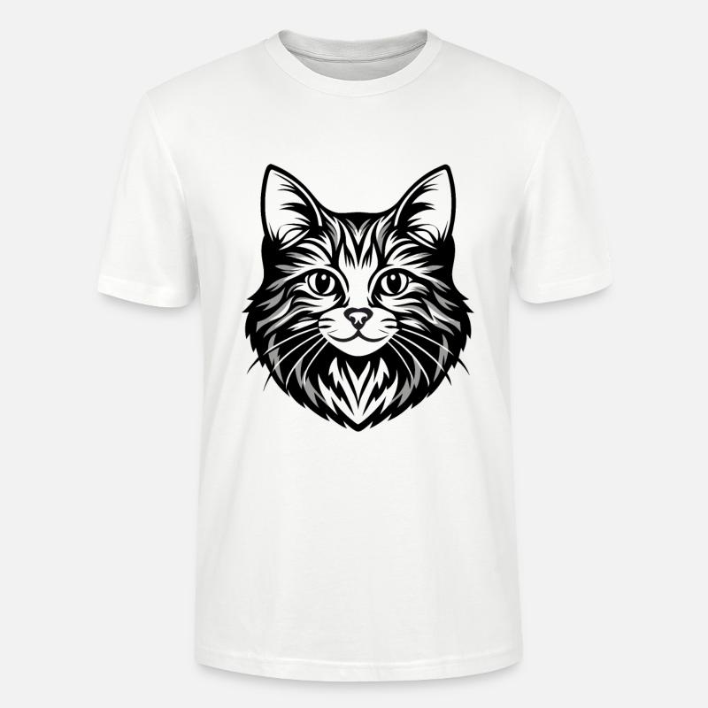 Illustration complexe de visage de chat - T-shirt bio CRAFTER Stanley Stella Unisexe - blanc