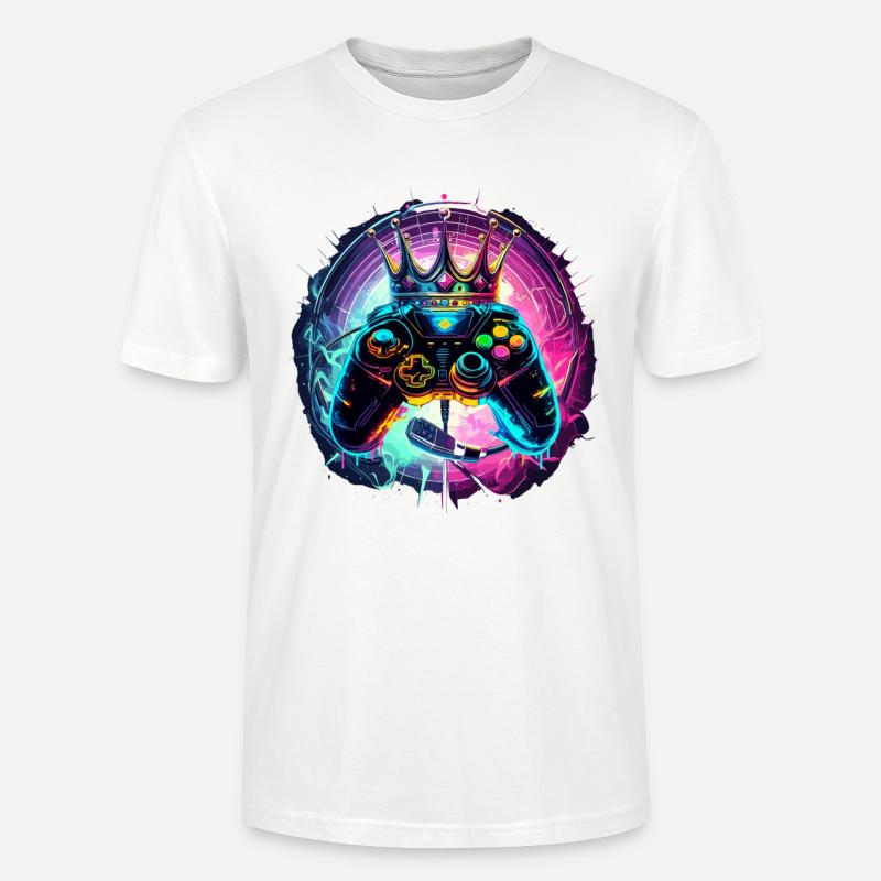 Gaming Controller mit Headset und Krone - Stanley/Stella Unisex Bio-T-Shirt CRAFTER - Weiß