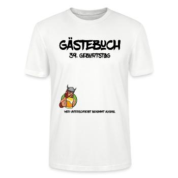 39. Geburtstag | Gästebuch Design - Stanley/Stella Unisex Bio-T-Shirt CRAFTER - Weiß - Vorne - Alina (178cm) & Michal (187cm)