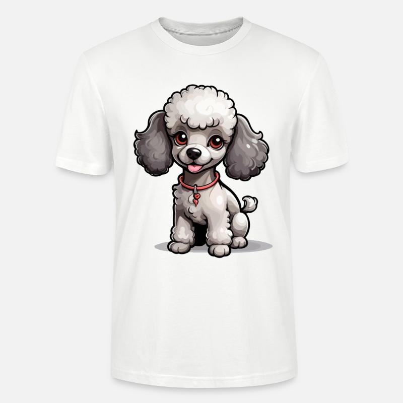 Grauer Pudel mit Halsband - Stanley/Stella Unisex Bio-T-Shirt CRAFTER - Weiß