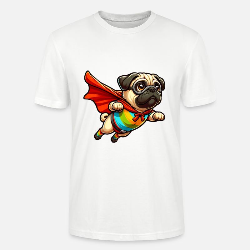 Superhelden-Mops - Stanley/Stella Unisex Bio-T-Shirt CRAFTER - Weiß