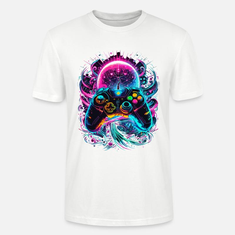 Synthwave Cyberpunk Gaming Controller - Stanley/Stella Unisex Bio-T-Shirt CRAFTER - Weiß
